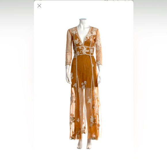 For Love and Lemons Floral Print Sheer Maxi - size Small - Picture 1 of 3